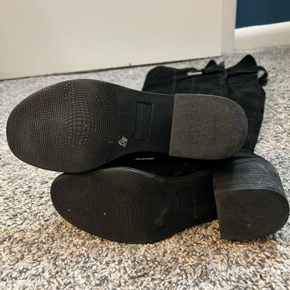 Crown Vintage Cathy Knee High Black Real Leather Heeled Boots - Picture 2 of 5